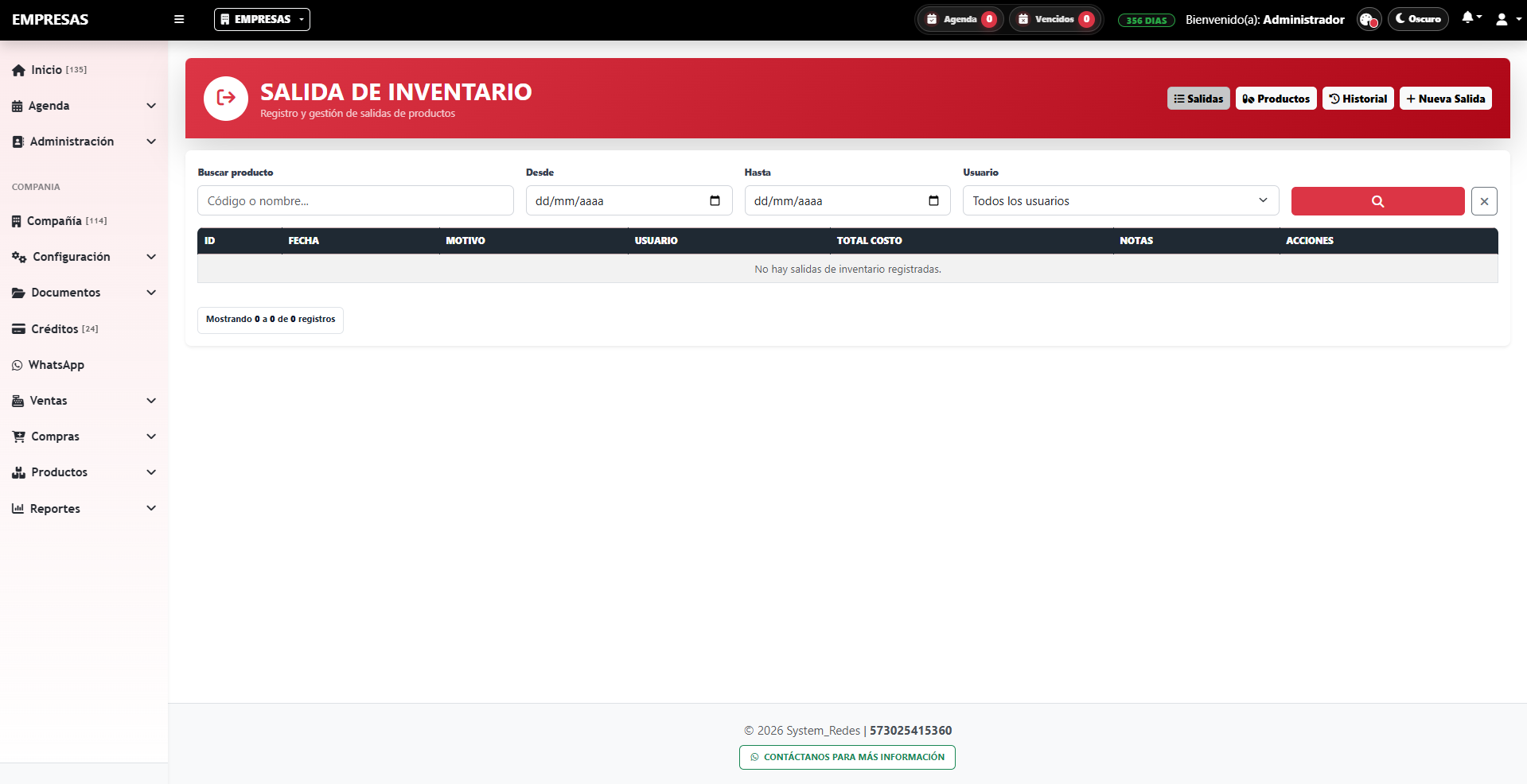 Salida de Inventario